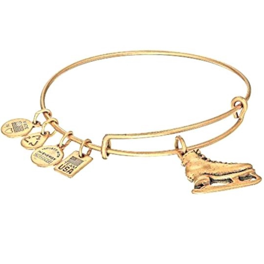 NWT Retired Alex & Ani Gold Ice Skating Bangle - Picture 2 of 6